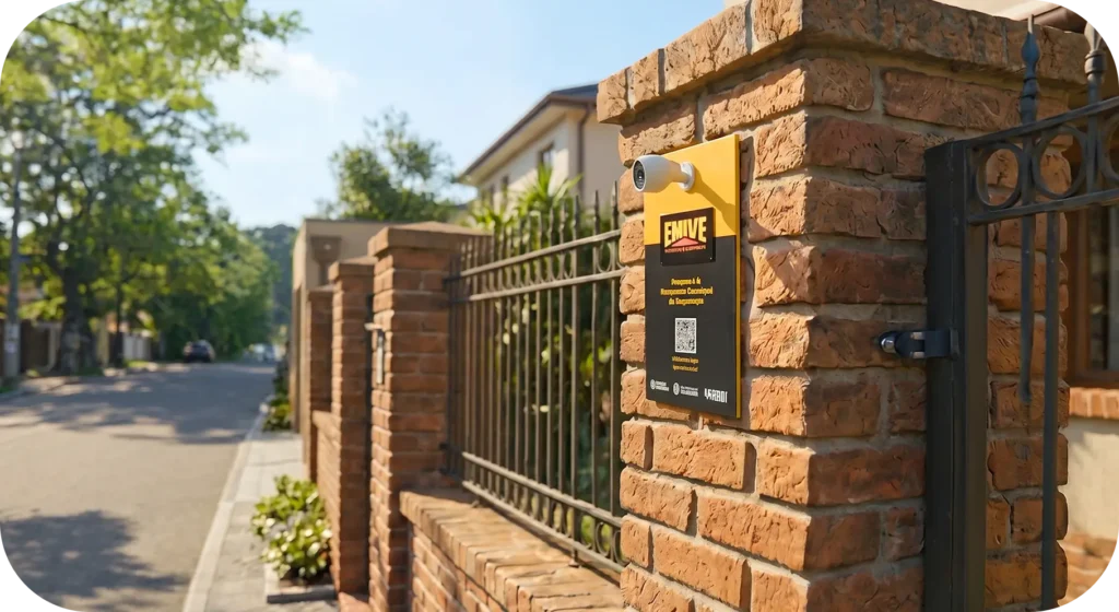 Totem de segurança: o que é, como funciona e por que o Emive Vision é a solução ideal 2 Um Totem de segurança EMIVE Vision em um condomínio de casas