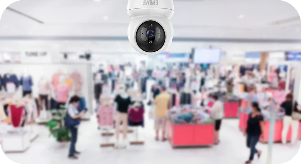 Câmera de Segurança comercial da EMIVE em loja de shopping