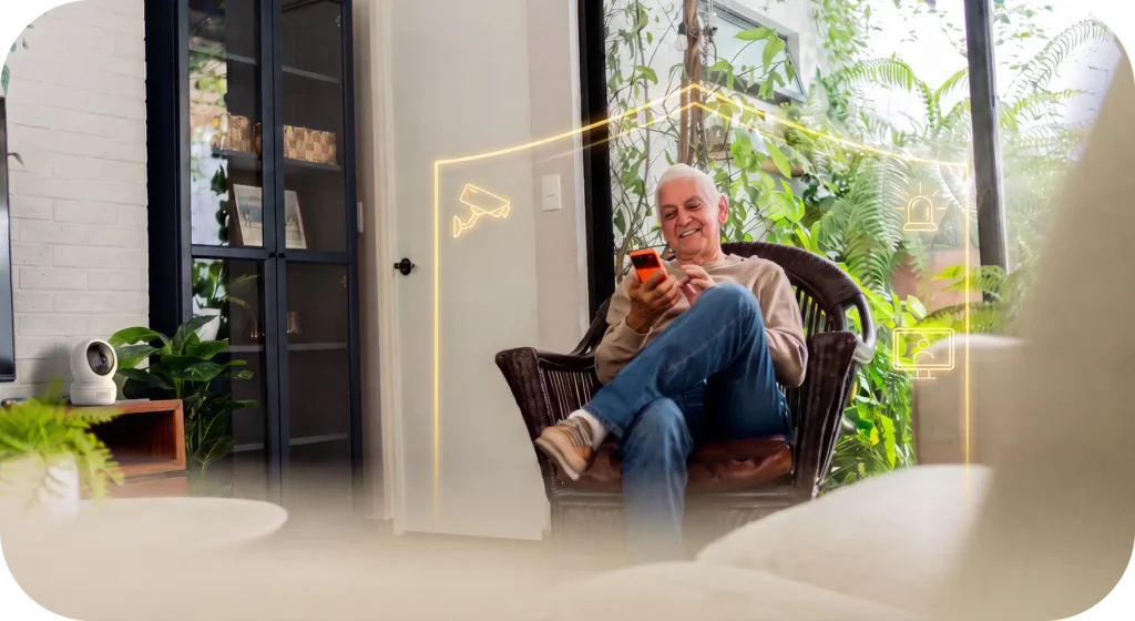 Idosos que moram sozinhos tranquilos pela segurança da EMIVE
